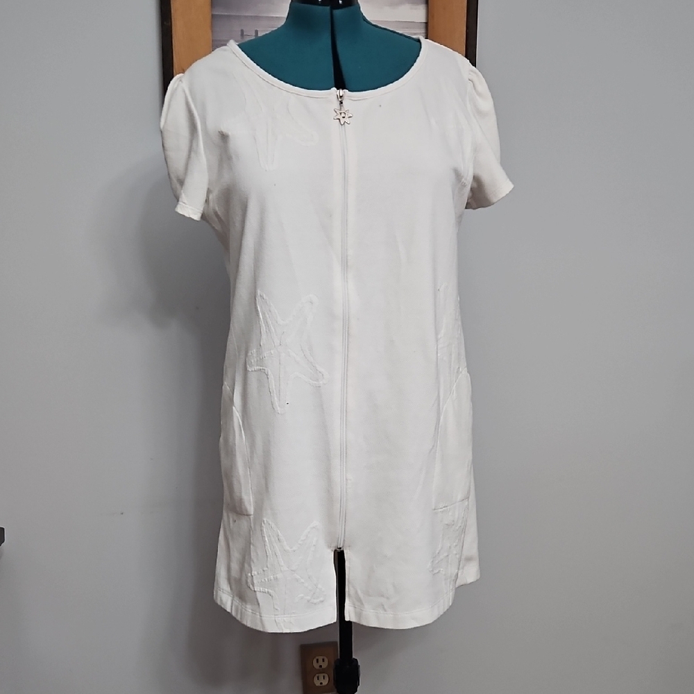 2/$13 Vintage Chic White Star Embroidered Swim Coverup, By Dottie Coulture.
